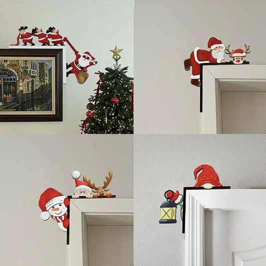 Neue Santa Claus Tür Rahmen Dekoration Holz Tür Ecke Santa Claus Elch Zeichen Urlaub Tür Dekorationen Indoor Outdoor Weihnachten