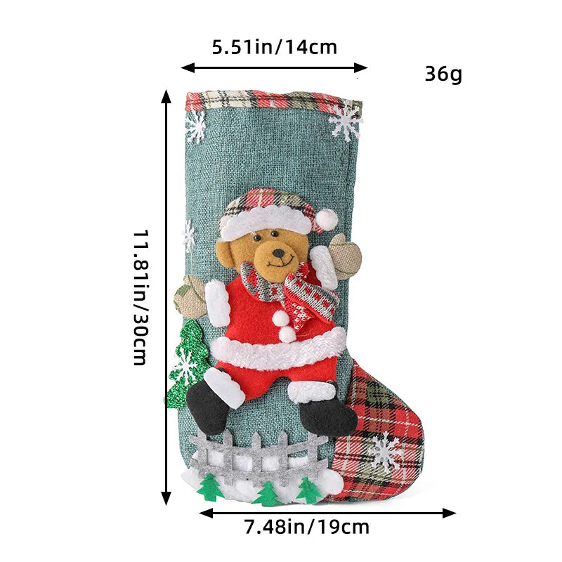 Weihnachtsstrümpfe Set Weihnachtsmann Schneemann Socke Weihnachtsschmuck Plüsch Weihnachtsmann/Schneemann/Bär/Elch für Navidad CandyGift Bag Party