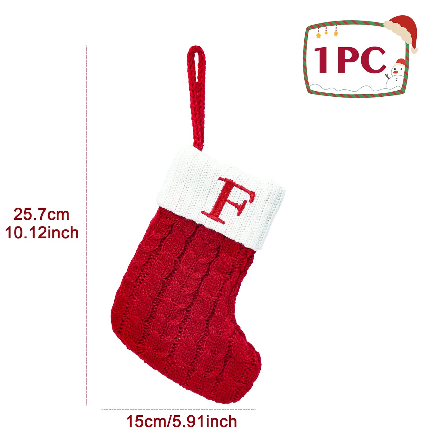 Weihnachtssocken Stricken mit Schneeflocken & Buchstaben – Weihnachtsstrumpf Ornament 2025 für Zuhause & Weihnachtsbaum – Geschenk Navidad Natal
