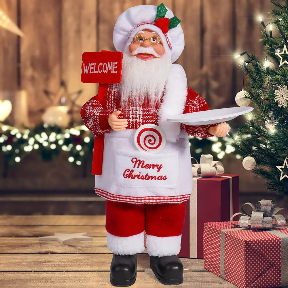 32 cm Weihnachtsmann Figur – Stehende Santa-Puppe für Weihnachten, Festtagsdeko & Party-Ornamente (12 Zoll)