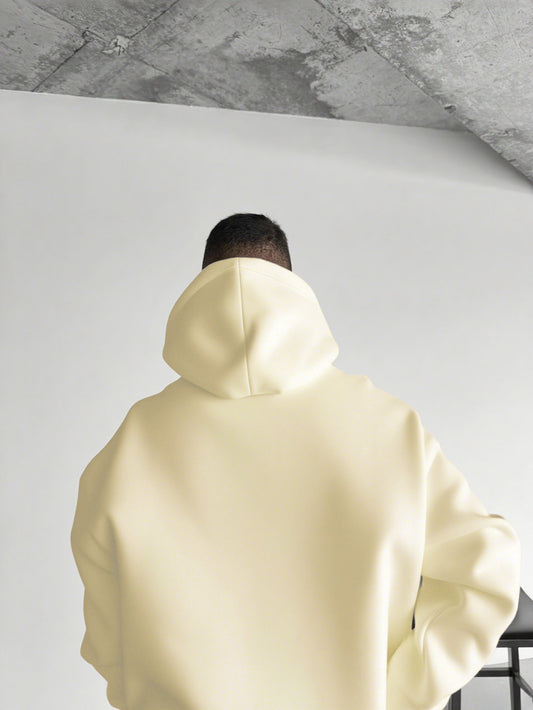 Herren Fleece Hoodie – Schwerer Winter-Kapuzenpullover mit Brusttasche, Lockerer Oversize-Fit, Warmes Dickes Material, Grau/Weiß, Maschinenwaschbar – Casual Hoodie für Kalte Tage