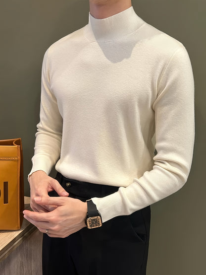 Herren Strickpullover in Braun mit Stehkragen – Weicher, warm­er Winterpullover mit Langarm, atmungsaktiv & schweißableitend – Casual & Büro, Regular Fit