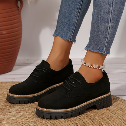 Damen Slip-On Mokassin-Loafer mit Chunky Plateau – Bequeme All-Season Schuhe mit Schnürband-Optik, Rund- bis Spitzzehen, Gummisohle – Casual & Semi-Formal (Schwarz, Beige, Braun, Navy, Grau)