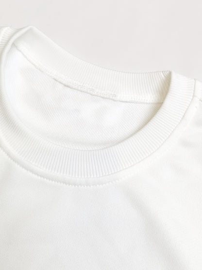 Herren Sweatshirt mit Rundhalsausschnitt – Lockerer Langarm-Pullover, Weicher Alltags-Sweater für Herbst/Winter, Weißes Basic für die Garderobe, Herbst-Winter-Bekleidung, Bequeme Kleidung