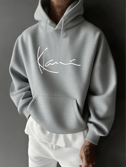 Herren Kapuzenpullover mit Langarm – Leichter Grauer Hoodie mit Fronttasche, Regular Fit Sport- & Streetwear für Herbst/Winter