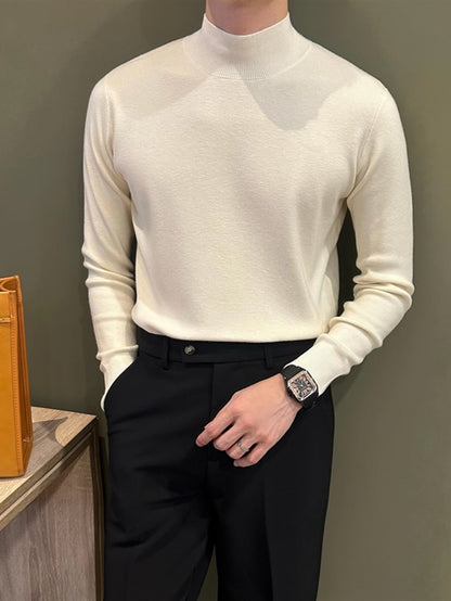 Herren Strickpullover in Braun mit Stehkragen – Weicher, warm­er Winterpullover mit Langarm, atmungsaktiv & schweißableitend – Casual & Büro, Regular Fit