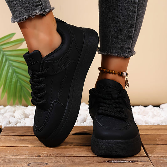 Damen Low-Top Schnürsneaker – Minimalistisches T-Bar Design, Bequeme Gummisohle & Synthetik-Obermaterial – Vielseitige Alltagsschuhe für jede Jahreszeit