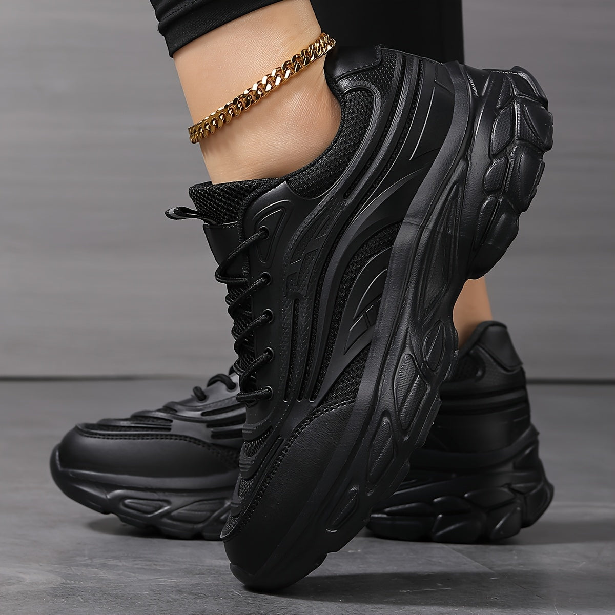 Damen Atmungsaktive Sneakers – Leichte Phylon-Sohle, Mesh & Synthetik Obermaterial, Bequeme Low-Top Schnürschuhe für Arbeit & Freizeit (Schwarz/Weiß)