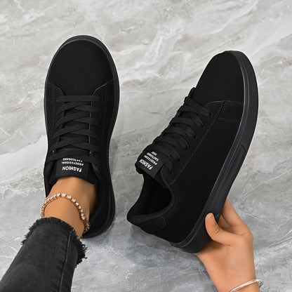 Damen Leichte Sportsneaker – Bequeme Lace-Up Laufschuhe mit EVA-Sohle, Atmungsaktivem Stofffutter & Synthetik-Obermaterial – All-Season Outdoor & Casual Sneaker (Schwarz)