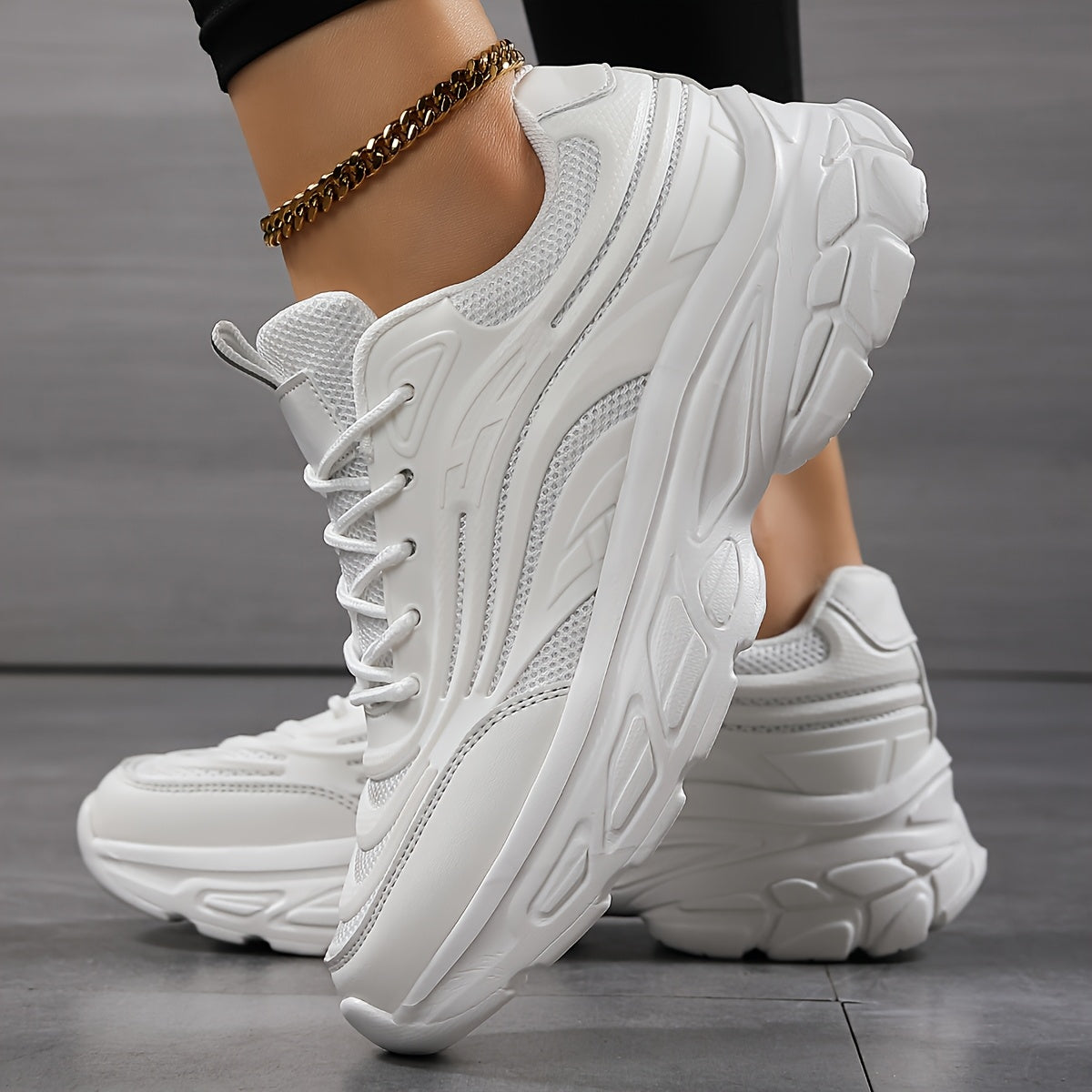 Damen Atmungsaktive Sneakers – Leichte Phylon-Sohle, Mesh & Synthetik Obermaterial, Bequeme Low-Top Schnürschuhe für Arbeit & Freizeit (Schwarz/Weiß)