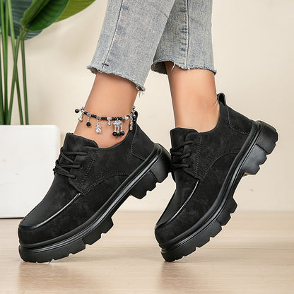 Damen Chunky Platform Sneaker – Beige All-Season Schnürschuhe mit dicker EVA-Sohle, Fußgewölbeunterstützung & Gepolsterter Innensohle – Vielseitige Freizeitschuhe & Arbeitsschuhe (Breite Größen Verfügbar)