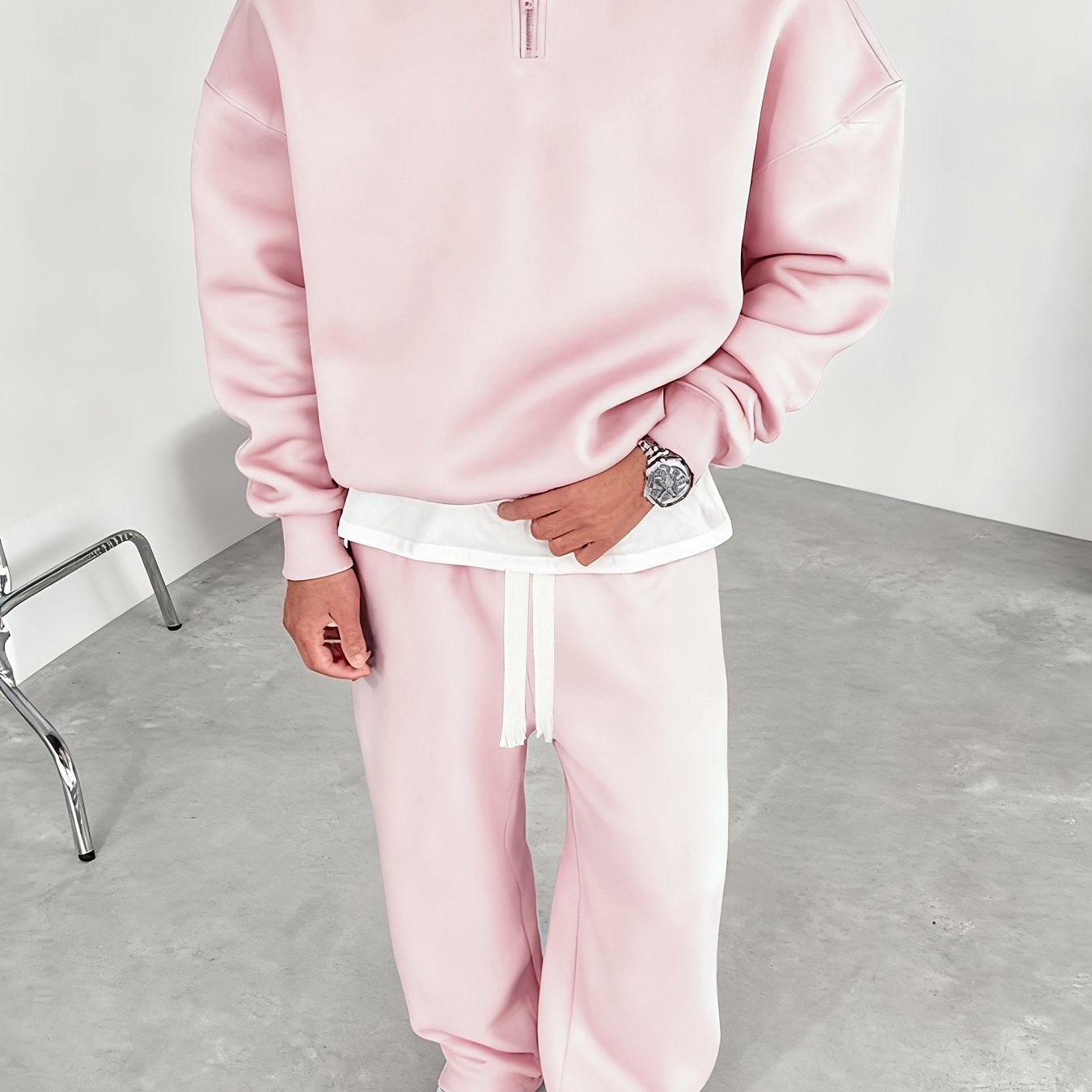 Herren Half-Zip Hoodie & Jogginghose Set – Thermo Zweiteiler mit Kapuze, Regular Fit, Einfarbig, Reißverschluss-Detail – Perfekt für Herbst/Winter, Bequemes Freizeit- & Sportoutfit