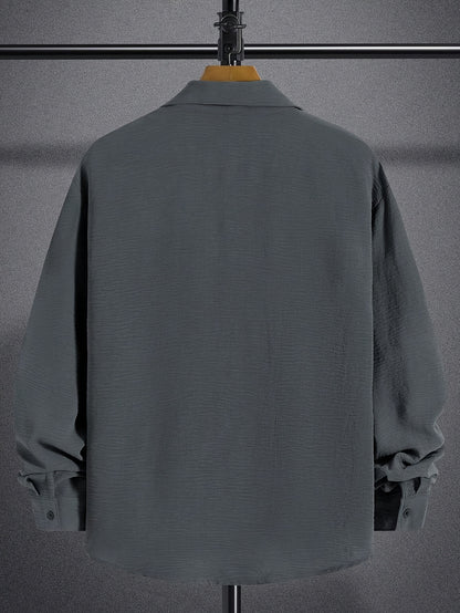 Herren Button-Down Hemd – Langarm Freizeithemd mit Klappkragen, Lockere Passform, Einfarbig, Maschinenwaschbar – All-Season Büro- & Alltagshemd