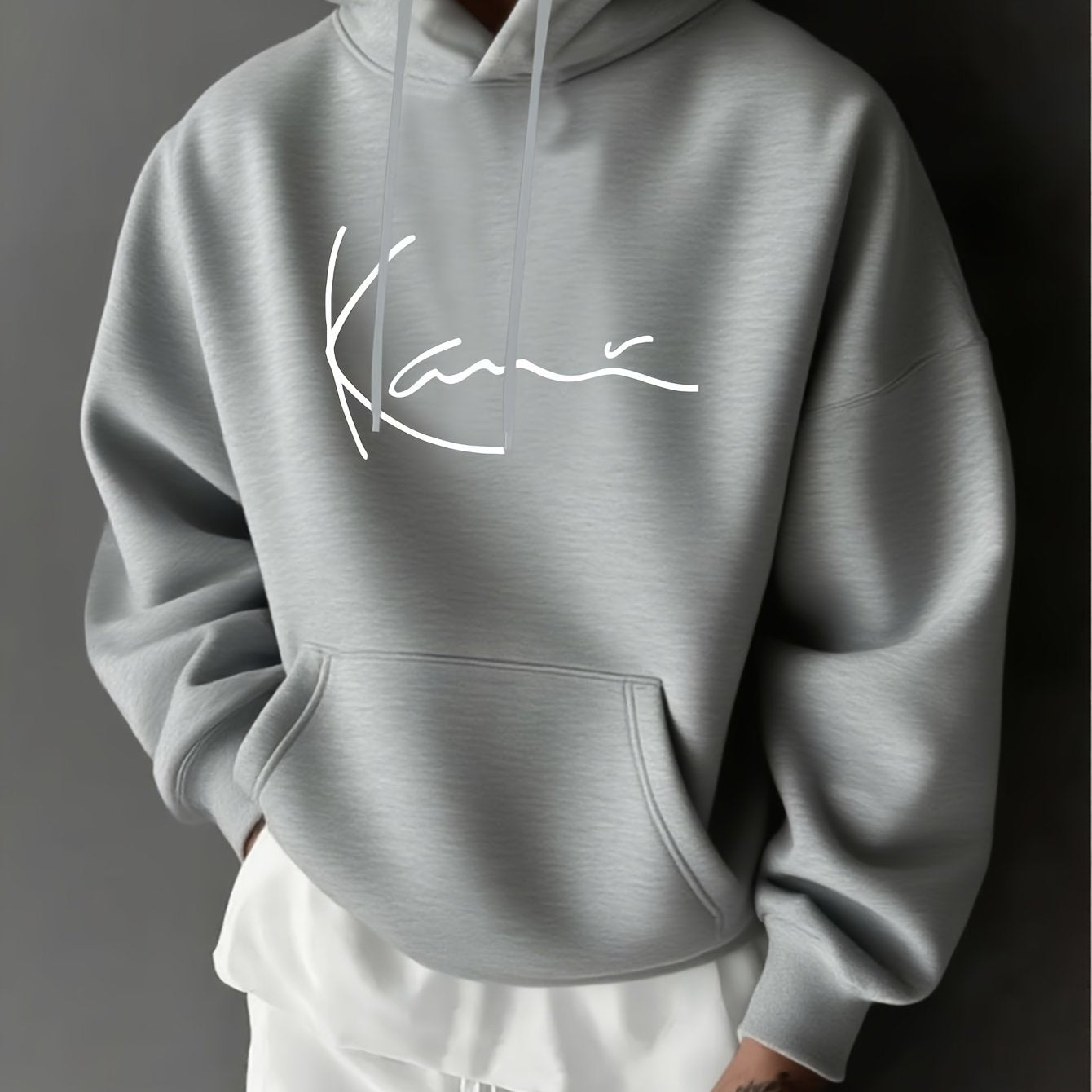 Herren Kapuzenpullover mit Langarm – Leichter Grauer Hoodie mit Fronttasche, Regular Fit Sport- & Streetwear für Herbst/Winter