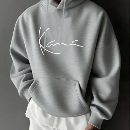 Herren Kapuzenpullover mit Langarm – Leichter Grauer Hoodie mit Fronttasche, Regular Fit Sport- & Streetwear für Herbst/Winter