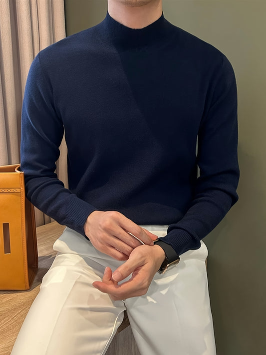 Herren Strickpullover in Braun mit Stehkragen – Weicher, warm­er Winterpullover mit Langarm, atmungsaktiv & schweißableitend – Casual & Büro, Regular Fit