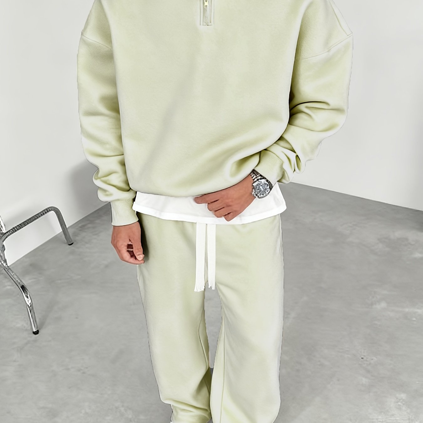 Herren Half-Zip Hoodie & Jogginghose Set – Thermo Zweiteiler mit Kapuze, Regular Fit, Einfarbig, Reißverschluss-Detail – Perfekt für Herbst/Winter, Bequemes Freizeit- & Sportoutfit