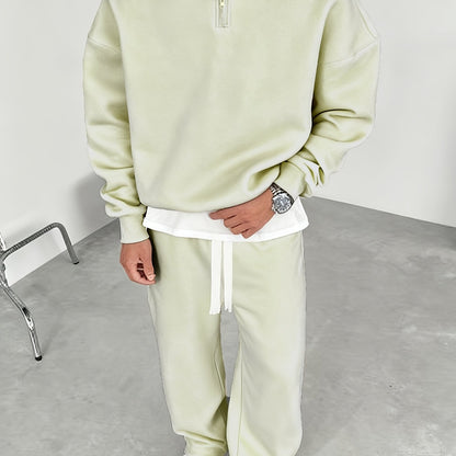 Herren Half-Zip Hoodie & Jogginghose Set – Thermo Zweiteiler mit Kapuze, Regular Fit, Einfarbig, Reißverschluss-Detail – Perfekt für Herbst/Winter, Bequemes Freizeit- & Sportoutfit