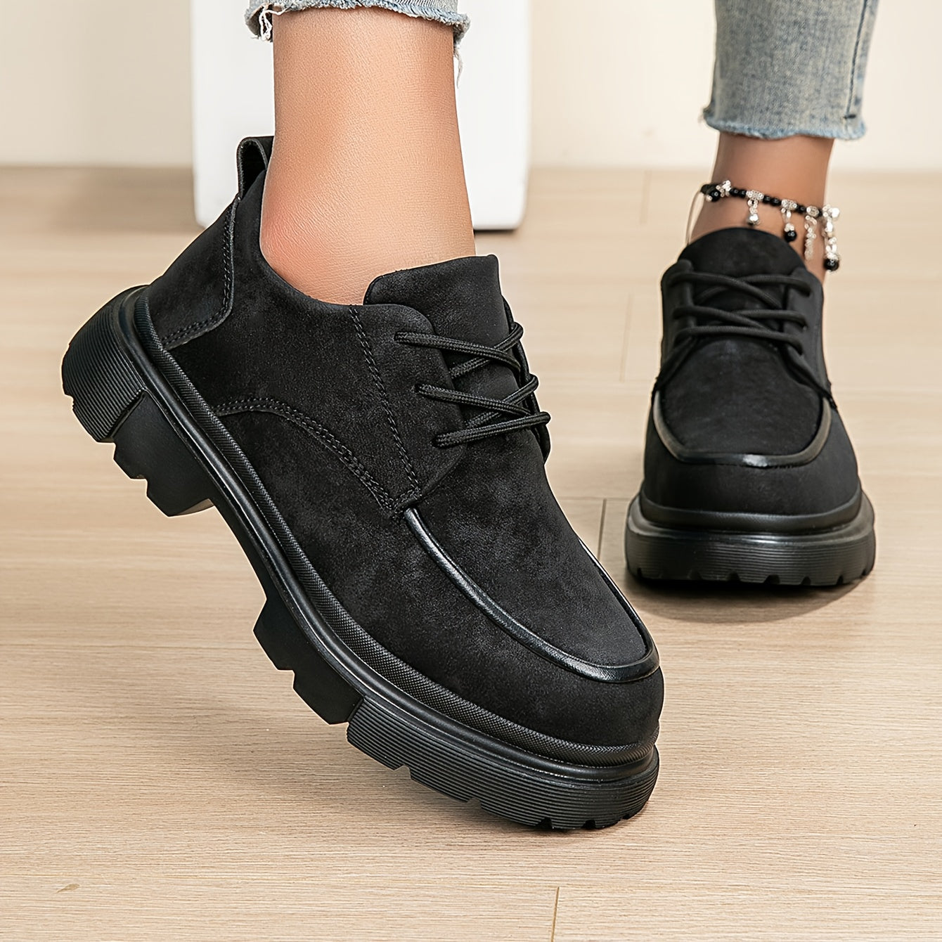 Damen Chunky Platform Sneaker – Beige All-Season Schnürschuhe mit dicker EVA-Sohle, Fußgewölbeunterstützung & Gepolsterter Innensohle – Vielseitige Freizeitschuhe & Arbeitsschuhe (Breite Größen Verfügbar)