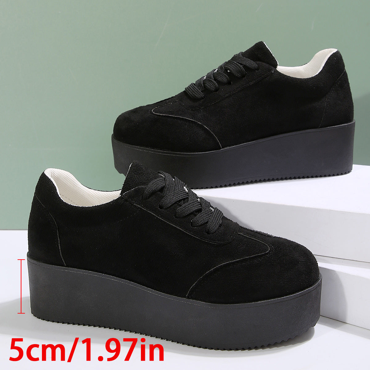 Damen Chunky Platform Schuhe – Rutschfeste Schnürschuhe mit dicker Sohle & Gepolsterter Innensohle, Bequeme Low-Top Schuhe für Alltag, Büro & Feste