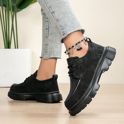 Damen Chunky Platform Sneaker – Beige All-Season Schnürschuhe mit dicker EVA-Sohle, Fußgewölbeunterstützung & Gepolsterter Innensohle – Vielseitige Freizeitschuhe & Arbeitsschuhe (Breite Größen Verfügbar)