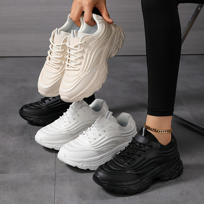 Damen Atmungsaktive Sneakers – Leichte Phylon-Sohle, Mesh & Synthetik Obermaterial, Bequeme Low-Top Schnürschuhe für Arbeit & Freizeit (Schwarz/Weiß)