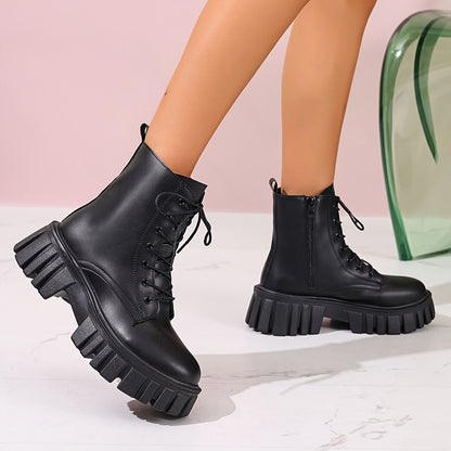 Elegante Damen Ankle Boots mit niedrigem Plateau-Absatz – Stilvoll, luxuriös und warm für den Winter – Perfekt für Geschäftsessen