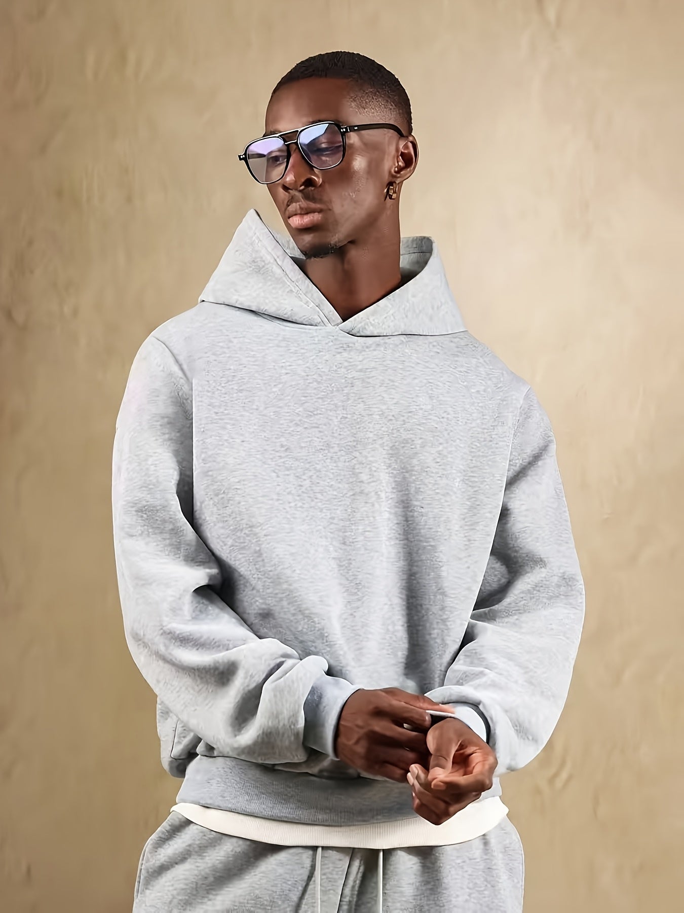 Herren Kapuzenpullover aus schwerem 100 % Polyester – Navyblauer lässiger Winter-Hoodie mit Kapuze, dicker warmer Pullover für Herbst & Winter, maschinenwaschbarer Pullover mit regulärer Passform (nicht trocknergeeignet)