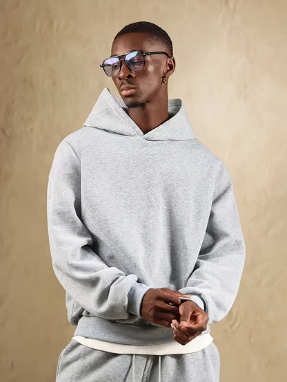 Herren Kapuzenpullover aus schwerem 100 % Polyester – Navyblauer lässiger Winter-Hoodie mit Kapuze, dicker warmer Pullover für Herbst & Winter, maschinenwaschbarer Pullover mit regulärer Passform (nicht trocknergeeignet)