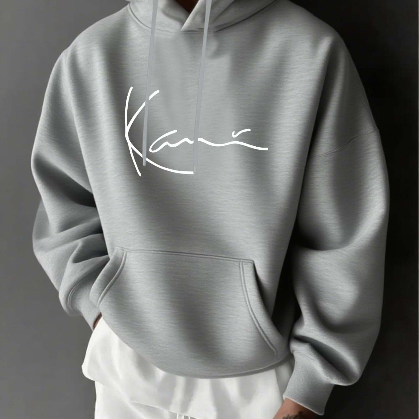 Herren Kapuzenpullover mit Langarm – Leichter Grauer Hoodie mit Fronttasche, Regular Fit Sport- & Streetwear für Herbst/Winter