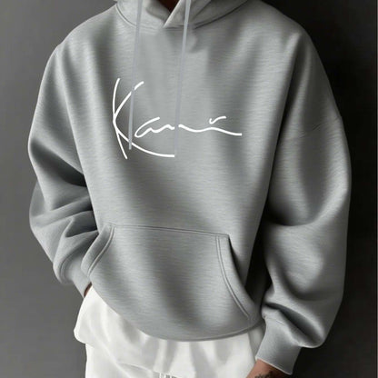 Herren Kapuzenpullover mit Langarm – Leichter Grauer Hoodie mit Fronttasche, Regular Fit Sport- & Streetwear für Herbst/Winter