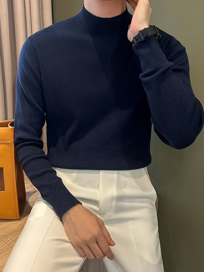 Herren Strickpullover in Braun mit Stehkragen – Weicher, warm­er Winterpullover mit Langarm, atmungsaktiv & schweißableitend – Casual & Büro, Regular Fit