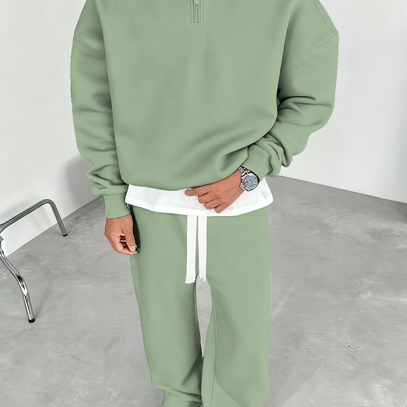 Herren Half-Zip Hoodie & Jogginghose Set – Thermo Zweiteiler mit Kapuze, Regular Fit, Einfarbig, Reißverschluss-Detail – Perfekt für Herbst/Winter, Bequemes Freizeit- & Sportoutfit