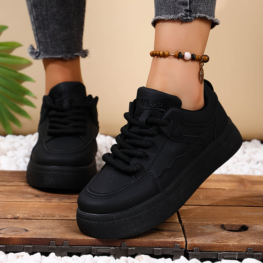 Damen Low-Top Schnürsneaker – Minimalistisches T-Bar Design, Bequeme Gummisohle & Synthetik-Obermaterial – Vielseitige Alltagsschuhe für jede Jahreszeit