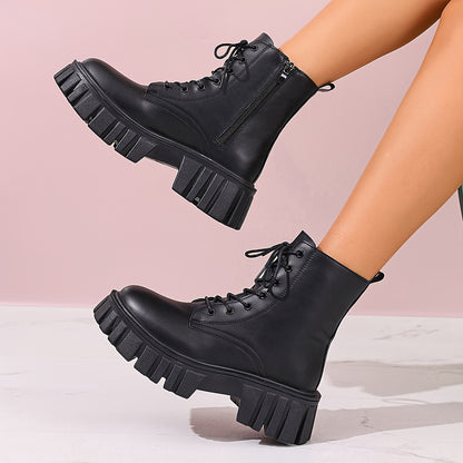 Elegante Damen Ankle Boots mit niedrigem Plateau-Absatz – Stilvoll, luxuriös und warm für den Winter – Perfekt für Geschäftsessen