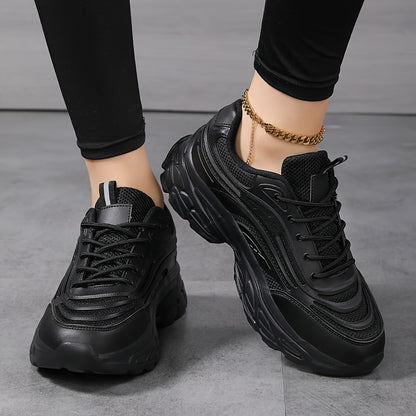 Damen Atmungsaktive Sneakers – Leichte Phylon-Sohle, Mesh & Synthetik Obermaterial, Bequeme Low-Top Schnürschuhe für Arbeit & Freizeit (Schwarz/Weiß)