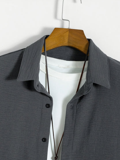 Herren Button-Down Hemd – Langarm Freizeithemd mit Klappkragen, Lockere Passform, Einfarbig, Maschinenwaschbar – All-Season Büro- & Alltagshemd