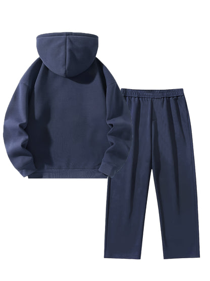 Herren Half-Zip Hoodie & Jogginghose Set – Thermo Zweiteiler mit Kapuze, Regular Fit, Einfarbig, Reißverschluss-Detail – Perfekt für Herbst/Winter, Bequemes Freizeit- & Sportoutfit