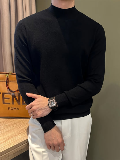 Herren Strickpullover in Braun mit Stehkragen – Weicher, warm­er Winterpullover mit Langarm, atmungsaktiv & schweißableitend – Casual & Büro, Regular Fit