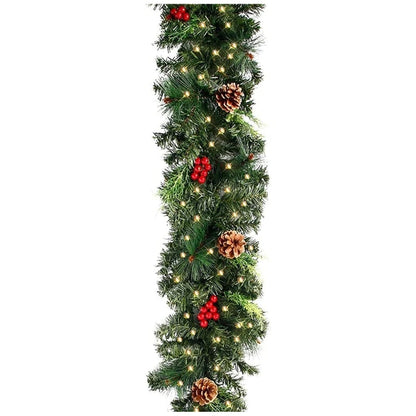 1.8/2,7 m Beleuchtet Weihnachten Girlande LED Licht Rattan Beeren Tannenzapfen Girlanden Dekoration für Türen Bäume Kamine Wand