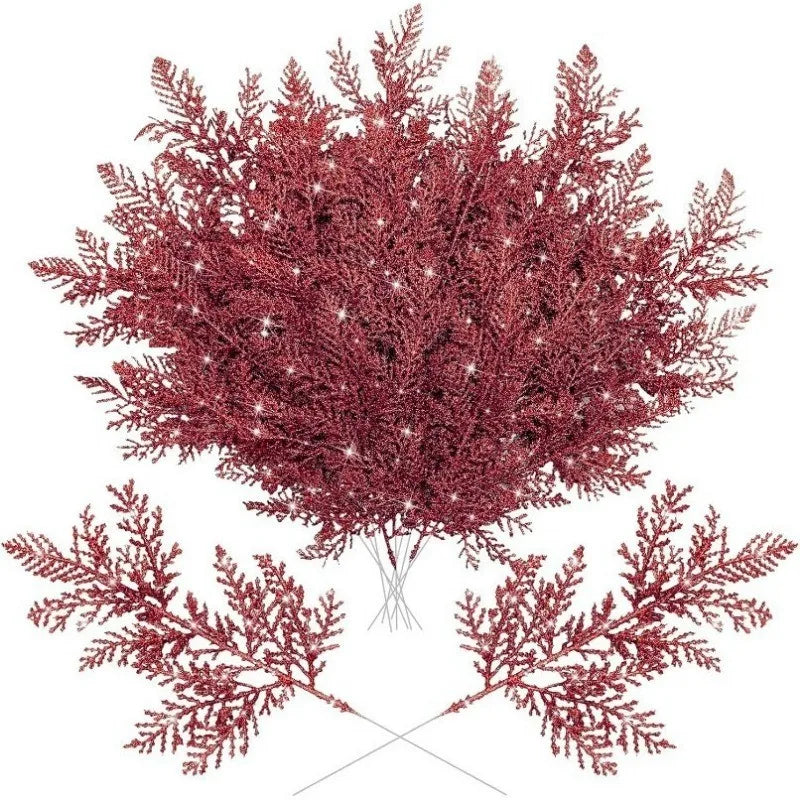 5/10 Stück rosa Glitzer künstliche Beeren Stielstrauß Kiefer Weihnachtsdekoration Picks für Weihnachtsbaumschmuck DIY Kranz Girlande