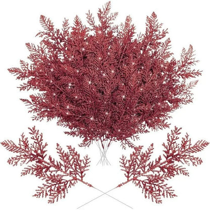 5/10 Stück rosa Glitzer künstliche Beeren Stielstrauß Kiefer Weihnachtsdekoration Picks für Weihnachtsbaumschmuck DIY Kranz Girlande