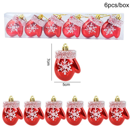 6 teile/schachtel Weihnachts baum Anhänger roten Stern Süßigkeiten Schneeflocke Weihnachts ball Ornament Neujahr 2025 Home Dekoration Noel Geschenk Navidad 2024