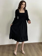 Autumn Spring Casual Dress Women Chiffon Dresses Long Sleeve A-line Printed Floral Elastic Chest Lace Up Midi Dresses Vestidos