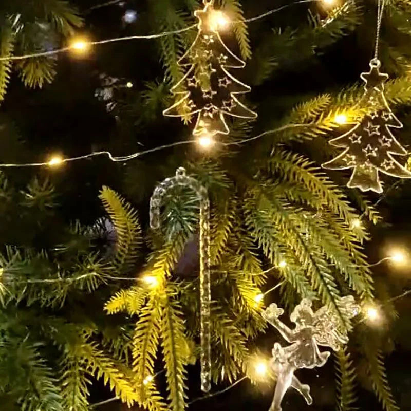 5 stücke Weihnachten Home Dekorationen Kristall Acryl Ornamente Schneeflocke Elch Weihnachten Baum Hängen Anhänger Navidad 2025 Neue Jahr Geschenk