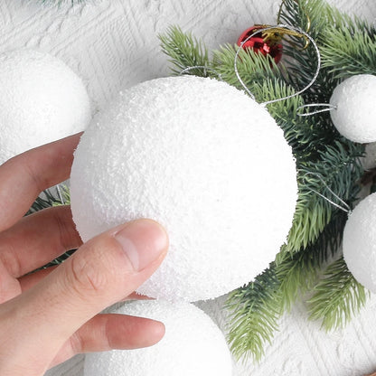 4/6/8CM 6 Stücke Weiße Schaum Weihnachtskugel Weihnachtsbaum Hängen Anhänger Ornament Weihnachten Dekor für Zuhause 2026 Neujahr Navidad Dekor