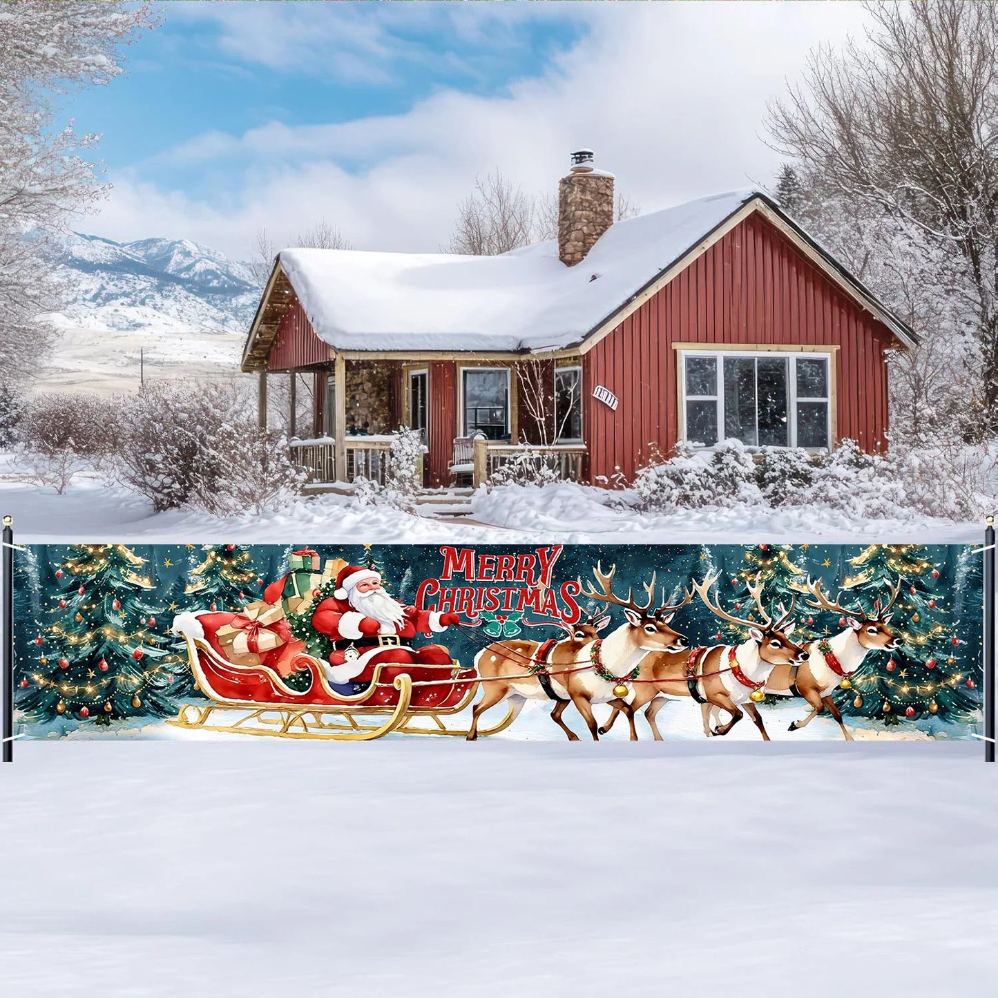 Frohe Weihnachten Banner – Weihnachtsfeier-Dekoration, Kinderfavorit , Weihnachtsmann Motiv, Navidad Natal, Neujahrs-Geschenk