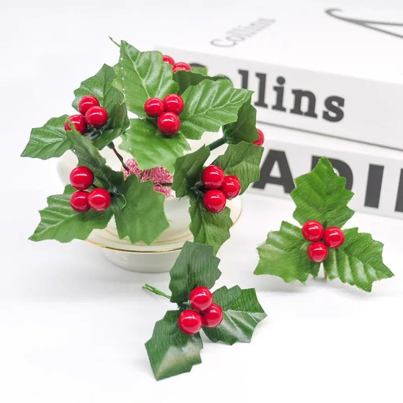 50–1200 Stück künstliche Stechpalmen-Beeren – Mini-Deko für Weihnachtsbaum, Kränze, DIY-Handwerk & festliche Partydeko
