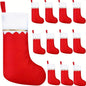 12 Stück Weihnachtsstrümpfe – Festliche rote Socken mit Weihnachtsmann- & Rentier-Design, Weihnachtsdeko für Zuhause & Geschenke