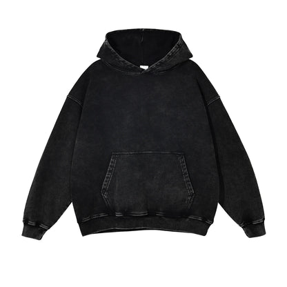 Heavyweight High Street Washed 520G Hooded Sweatshirt Vintage Dark Loose Oversized Unisex Hoodie